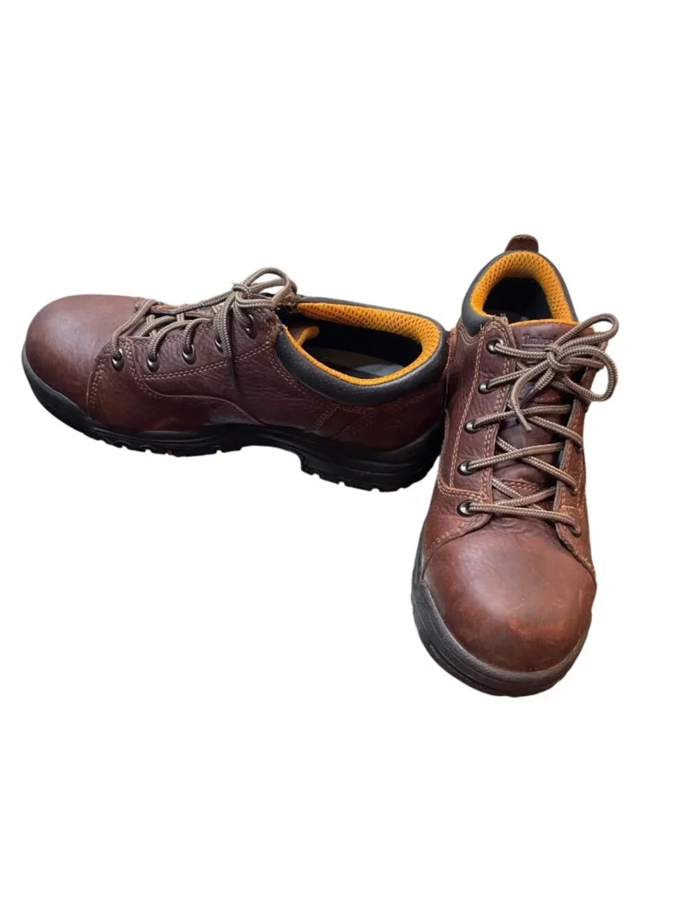 Timberland Pro Power wms brown leather steel toe work shoes sz 9.5M SKU 10-486